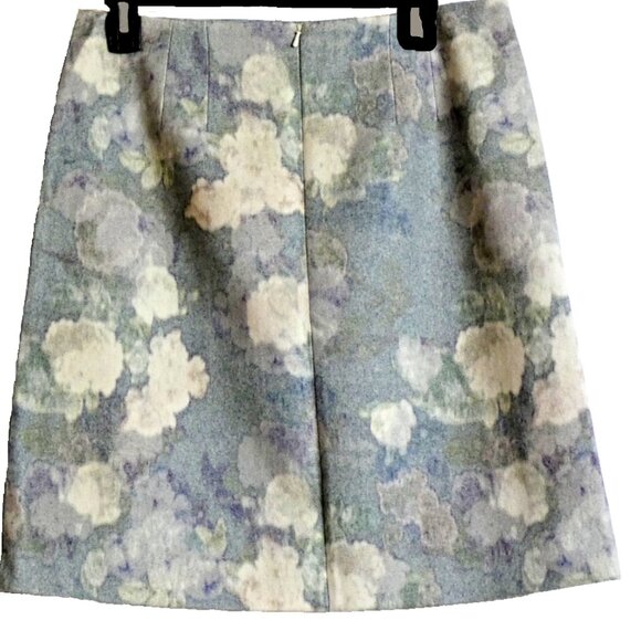 Hobbs Wool blend Plaid Skirt Size 8 Gray Floral London UK British NWT - Picture 3 of 7